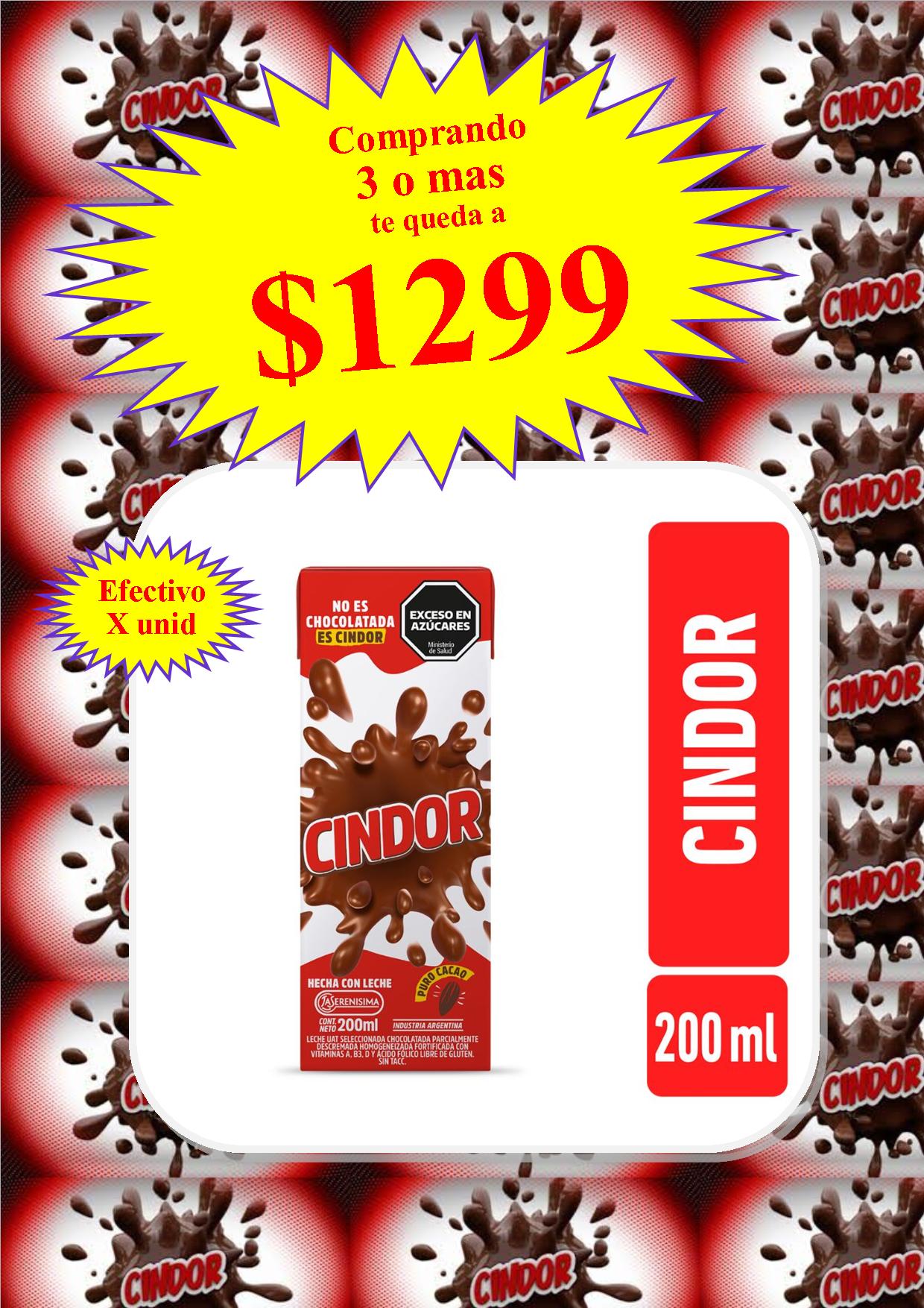 LECHE CHOCOLATADA CINDOR 200cm (x uni)